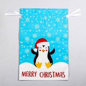 Пакет подарочный с завязками, 'Счастливый пингвин', 29х43 см