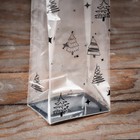 Пакет подарочный новогодний с жёстким дном, прозрачный с ёлками, 6×8×30 см - Фото 2