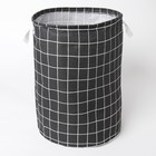 Корзина текстильная Доляна Клетка цв.черный,40*35 см - Фото 2