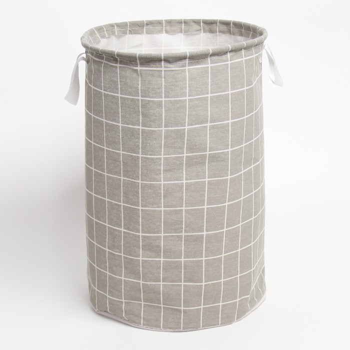 Корзина текстильная Доляна Клетка цв.серый,40*35 см