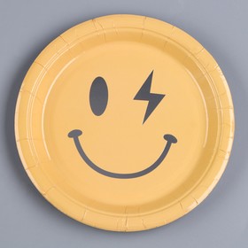 Тарелка бумажная «Смайл», в наборе 6 шт., цвет жёлтый