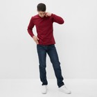 Лонгслив мужской однотонный, цвет бордовый, размер 52 - Фото 5