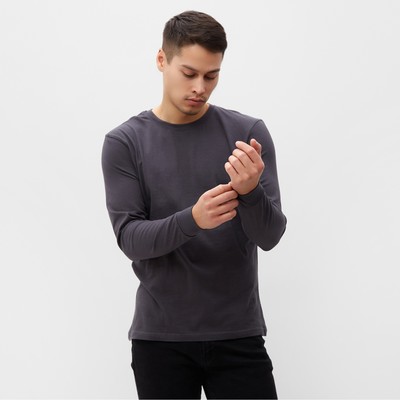 Лонгслив мужской однотонный, цвет графит, размер 48