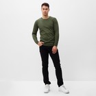 Лонгслив мужской однотонный, цвет тёмно-зелёный, размер 56 - фото 23253385