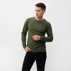 Лонгслив мужской однотонный, цвет тёмно-зелёный, размер 56 - фото 23253386