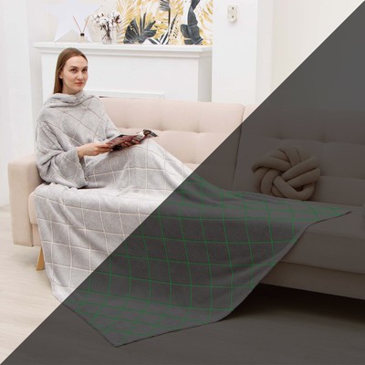 Плед с рукавами светящийся в темноте «Этель. Ромбы», 150×200 см, корал-флис