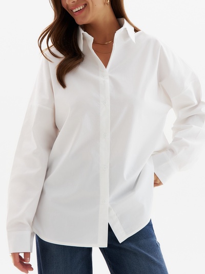 Рубашка женская с разрезами MINAKU: Casual Collection, размер 54, белая