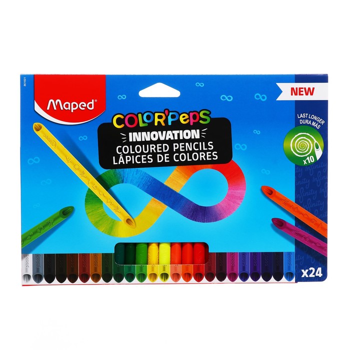 Карандаши 24 цвета Maped COLOR'PEPS INFINITY, корпус треугольный, ударопрочный грифель, в каронной коробке - Фото 1