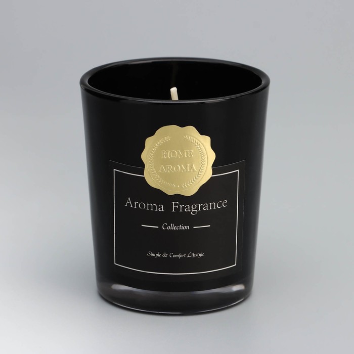 Свеча ароматическая "Aroma Candle",белый чай, черная, 5,5х6,5 см - фото 1903467239