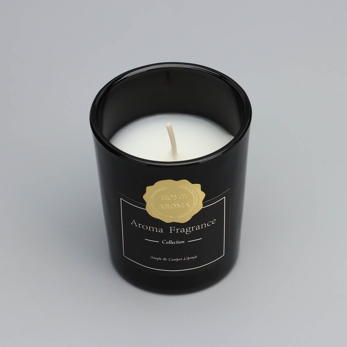 Свеча ароматическая "Aroma Candle",белый чай, черная, 5,5х6,5 см - фото 1903467240
