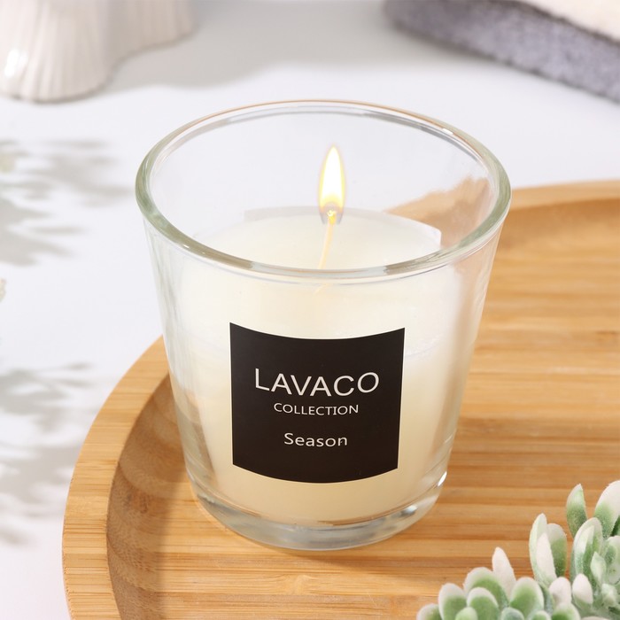 Свеча ароматическая в стакане &quot;Lavaco&quot;, жасмин, белая, 7,5х7,5 см