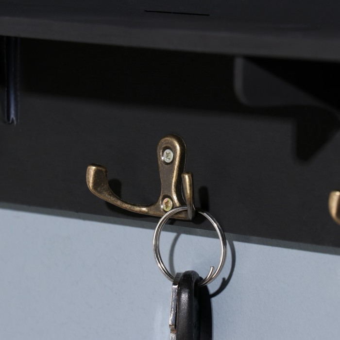Ключница с полкой "Home" чёрный цвет, 28х23х7,5 см