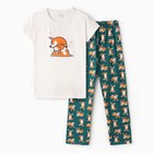 Комплект домашний женский "Корги" (футболка/брюки), цвет белый/зелёный, размер 44 9935671