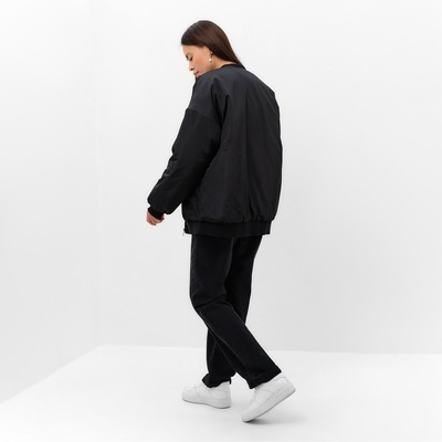 Бомбер женский демисезонный, чёрный, размер XL (48-50)