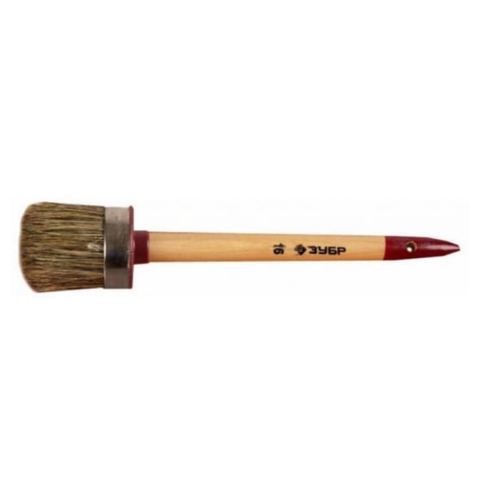 Кисть круглая ЗУБР 01501-60, светлая щетина, деревянная ручка, №18, 60мм