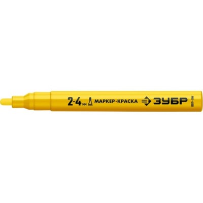 Маркер-краска ЗУБР Профессионал 06325-5, круглый, желтый, 2-4 мм