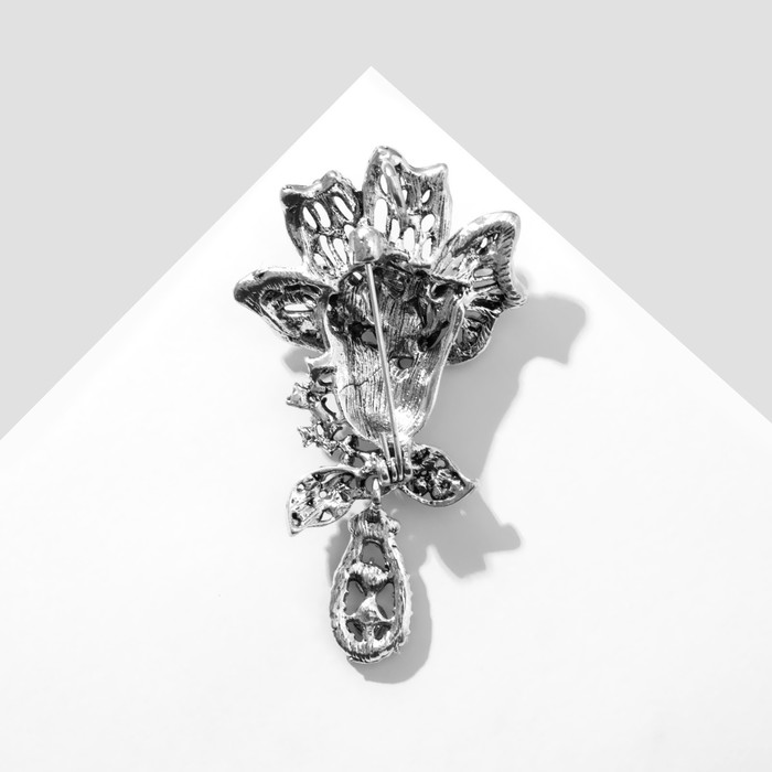 Брошь-кулон «Цветок» тюльпан, цветной в чернёном серебре - фото 1910773522