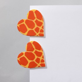 Серьги акрил "Сердце" жираф, цвет жёлто-оранжевый