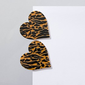 Серьги акрил "Сердце" тигр, цвет чёрно-оранжевый