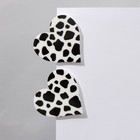 Серьги акриловые «Сердце» барс, цвет чёрно-белый - Фото 3