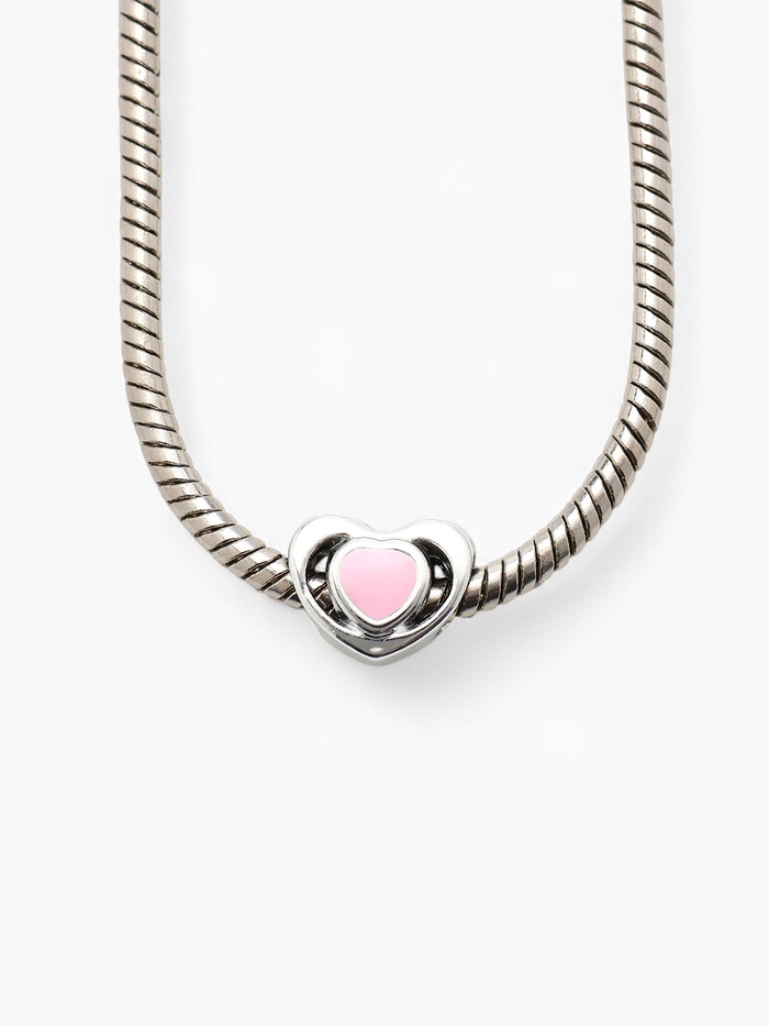 Шарм «Сердце» миниатюрное, розовый в серебре