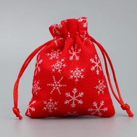 Мешочек подарочный холща «Морозко», снежинки, 10 х 12 см +/- 1.5 см, Новый год