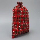 Мешочек подарочный холща «Новогодняя клетка», снежинки, 20 х 30 см +/- 1.5 см (комплект 5 шт) - фото 22878251