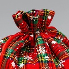 Мешочек подарочный холща «Новогодняя клетка», снежинки, 20 х 30 см +/- 1.5 см (комплект 5 шт) - фото 22878252