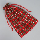 Мешочек подарочный холща «Новогодняя клетка», снежинки, 20 х 30 см +/- 1.5 см (комплект 5 шт) - фото 22878253