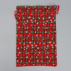 Мешочек подарочный холща «Новогодняя клетка», снежинки, 20 х 30 см +/- 1.5 см (комплект 5 шт) - фото 27647608