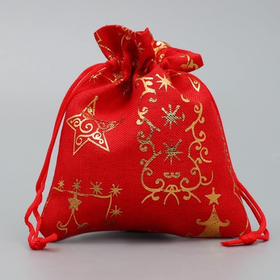 Мешочек подарочный новогодний холща «Золотая звезда», тиснение, 10×12 см ± 1.5 см