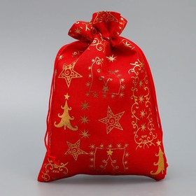 Мешочек подарочный холща «Счастливого Нового Года», тиснение, 16 × 24 см +/- 1.5 см