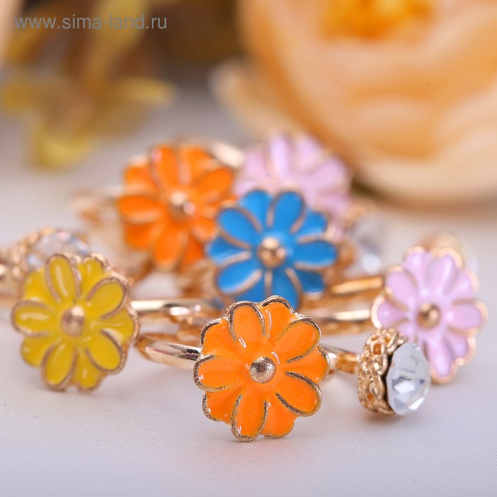 Кольцо «Ромашки», 2в1, МИКС, безразмерное - Фото 1