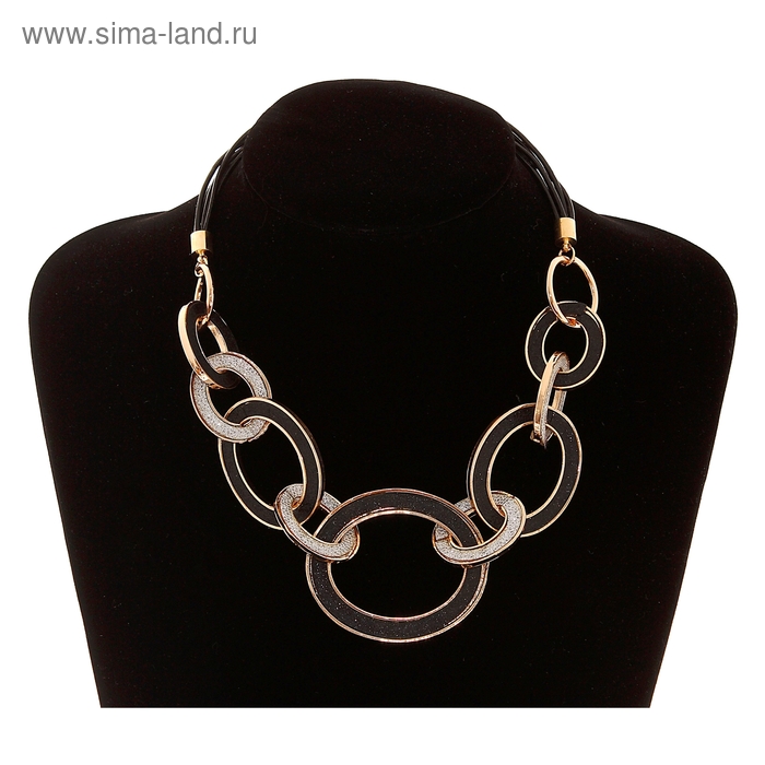 Колье «Геометрия желаний», овал, цвет чёрно-белый в золоте 45 см - Фото 1