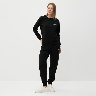 Костюм женский (свитшот, брюки), размер 42, чёрный