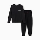 Костюм женский (свитшот/брюки), цвет чёрный, размер 48 9924804