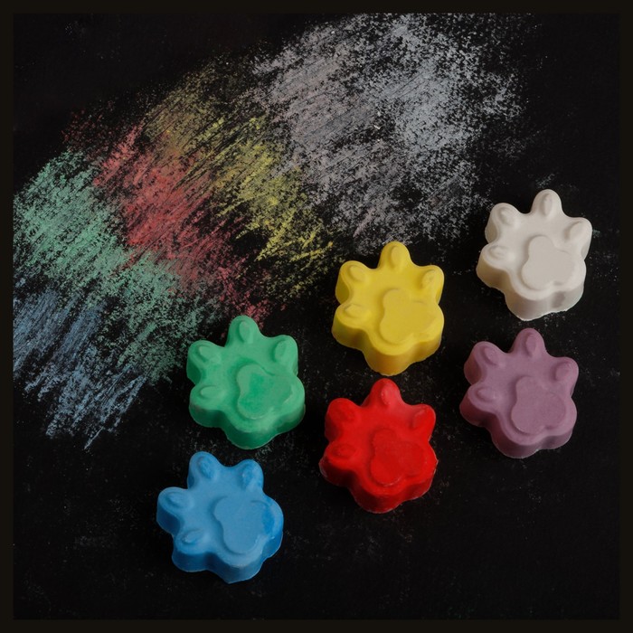 Мелки цветные для асфальта 14 штук 5 цветов Мульти-Пульти "Лапки Енота", в пластиковом ведре
