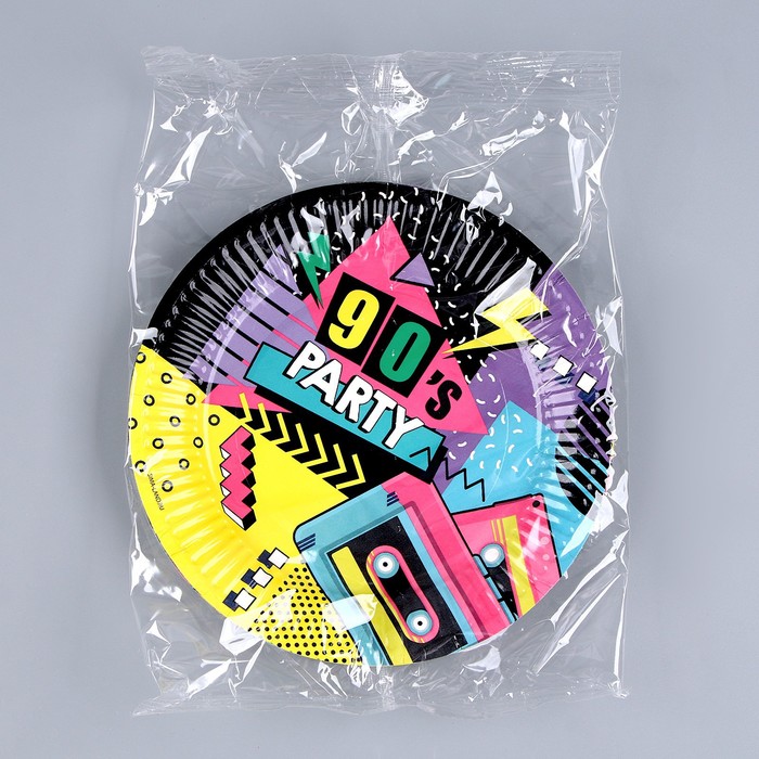 Набор бумажной посуды «90»: 6 тарелок, 6 стаканов, игра 7824912