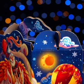 Подарочная новогодняя коробка «Трапеция с драконом» 25?11?33 см (комплект 5 шт)