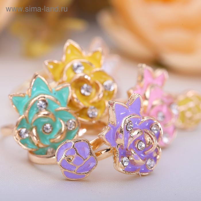 Набор детских колец "Розы" 2шт, цвет МИКС, безразмерное - Фото 1