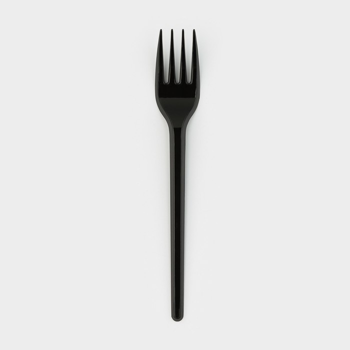 Вилка пластиковая одноразовая чёрная «Стандарт» 15,5 см - Фото 1