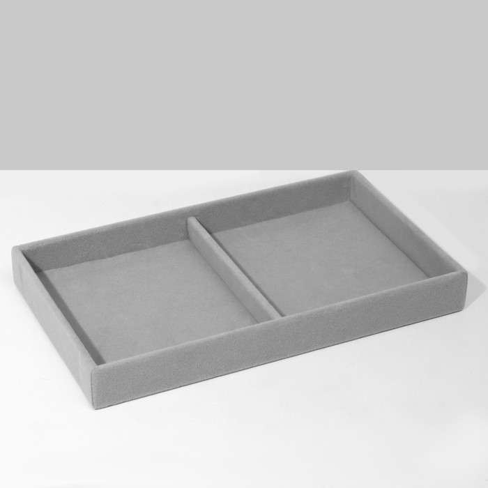 Подставка для украшений 2 места, флок, 21×12×3,5 см, цвет серый - фото 1907838623
