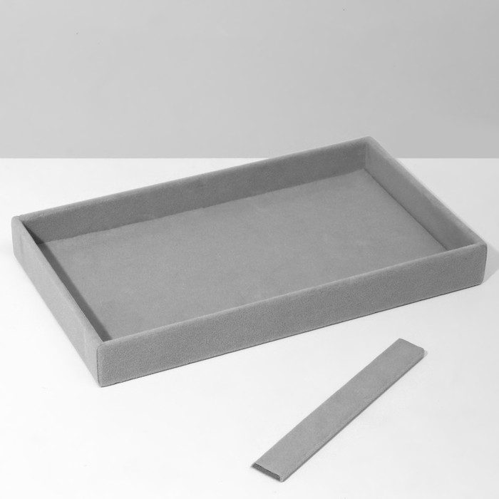 Подставка для украшений 2 места, флок, 21×12×3,5 см, цвет серый - фото 1887241782