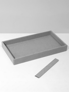 Подставка для украшений QF, 2 места, флок, 21×12.5×2.5 см, серая - фото 52472186