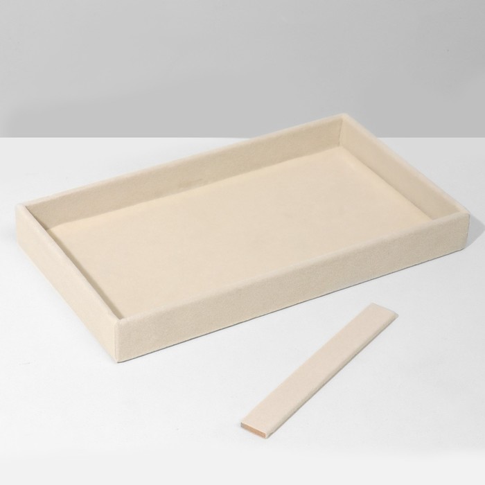 Подставка для украшений 2 места, флок, 21×12×3,5 см, цвет бежевый - фото 1907838627