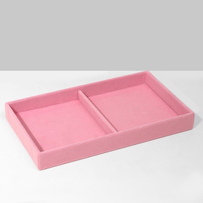 Подставка для украшений 2 места, флок, 21×12×3,5 см, цвет розовый - фото 1887241787