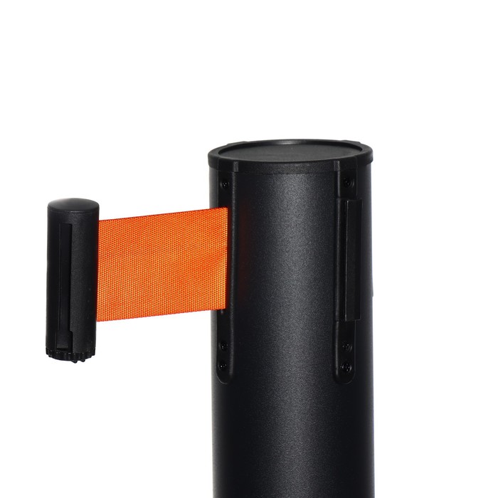 Стойка ограждения черная, с вытяжной лентой-470см оранжевая, высота-90см, d-11см, напольный d-35см - фото 1890204033