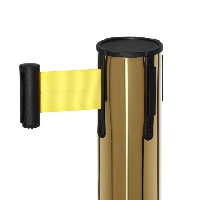 Стойка ограждения золотая, с вытяжной лентой-470 см желтая, высота-90см, d-11см, напольный d-35см - фото 1890204055
