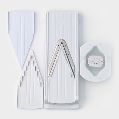 Овощерезка - шинковка Доляна «Смарти», 3 сменных насадки, пушер, белая