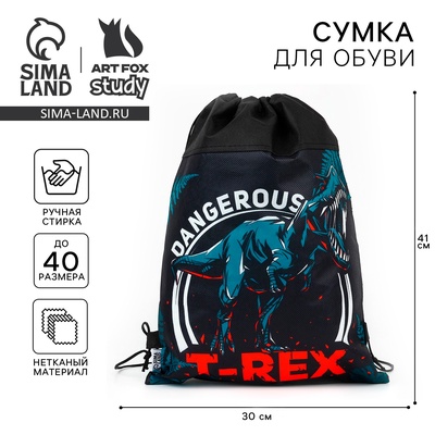 Мешок для обуви «T-REX динозавр» (нетканый материал) 41×30 см